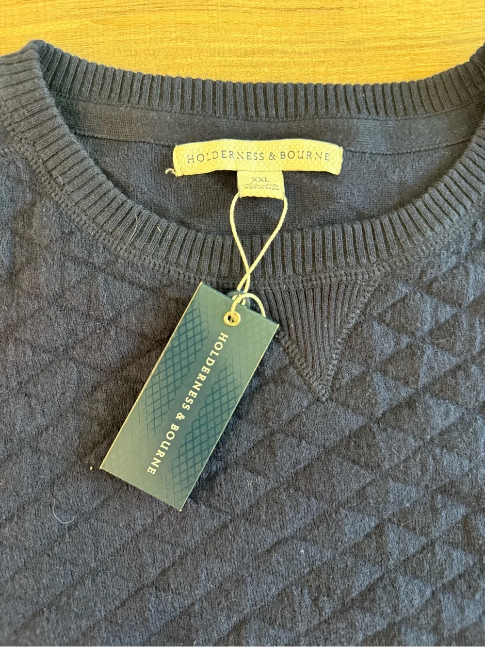 Holderness & Bourne Men's Blue Ward Sweater Heathered Navy Egyptian Cotton 2XL